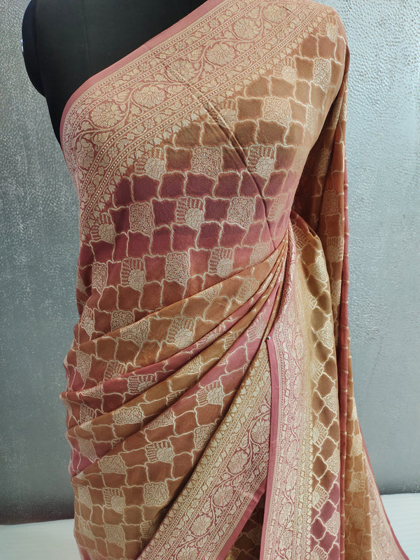 Khaddi Georgett Banarasi Saree