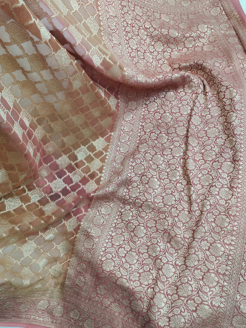 Khaddi Georgett Banarasi Saree