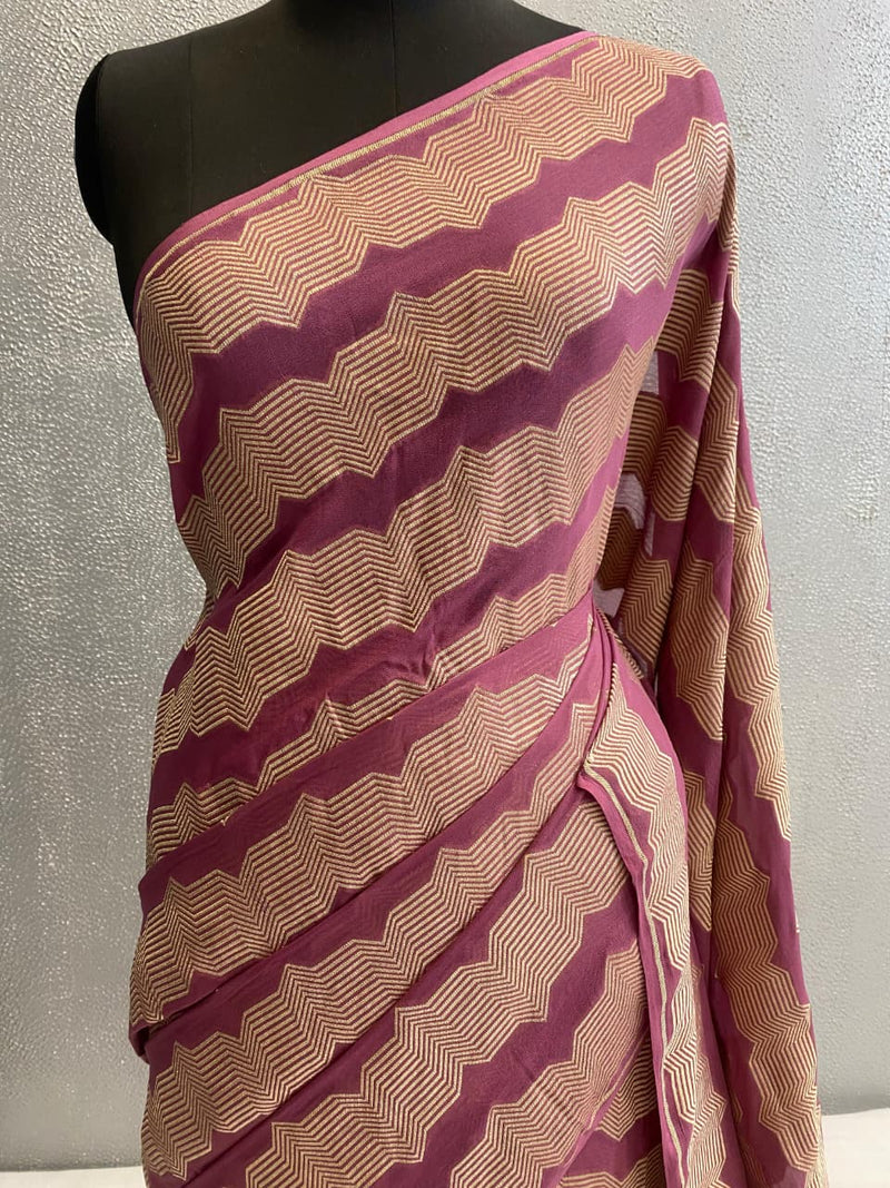 mauve pure Khaddi georgette silk saree