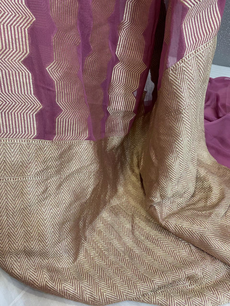 mauve pure Khaddi georgette silk saree