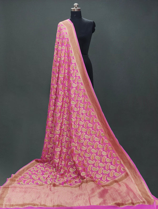 PINK KHADDI GEORGETTE RANGKAAT SAREE