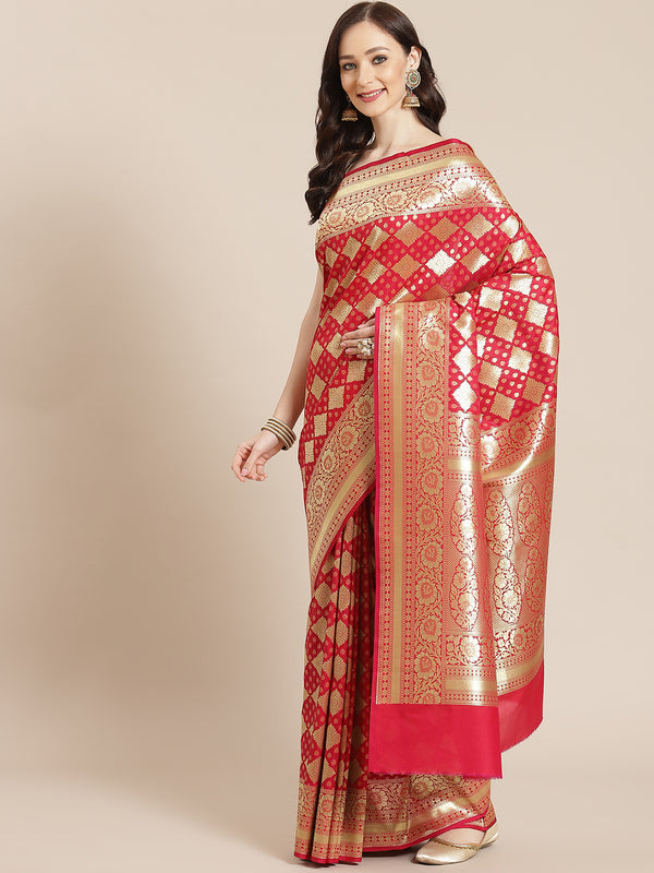 Rose gold semi katan silk blend banarasi saree