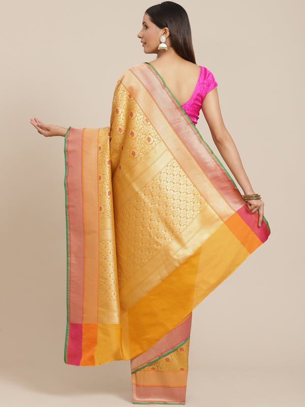 Mustard semi katan silk saree