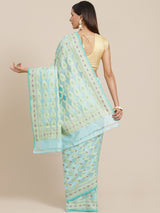 Blue color cotton silk saree