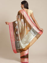 Brown colored semi silk saree