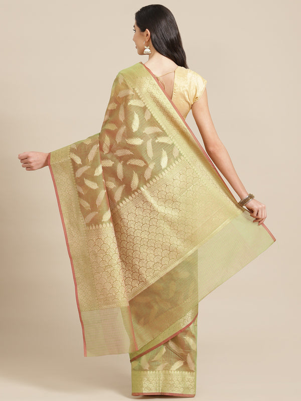 Green Cotton Silk Zari Woven Saree