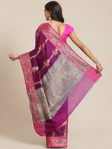 Purple colored semi cotton saree