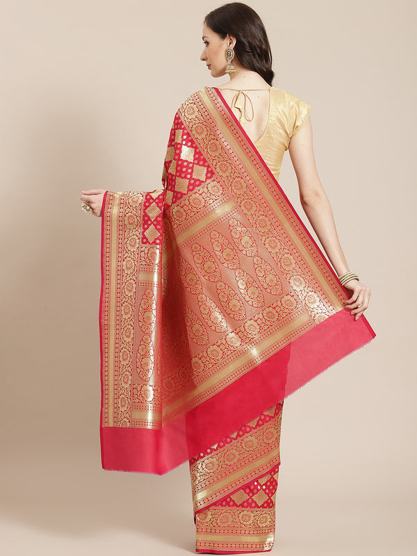 Rose gold semi katan silk blend banarasi saree