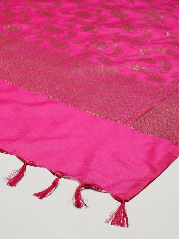 Fuchsia pink semi silk dupatta