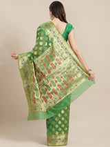 Green Powerloom Cotton Silk Banarasi Saree
