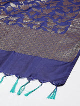 Navy blue colored semi silk blend dupatta