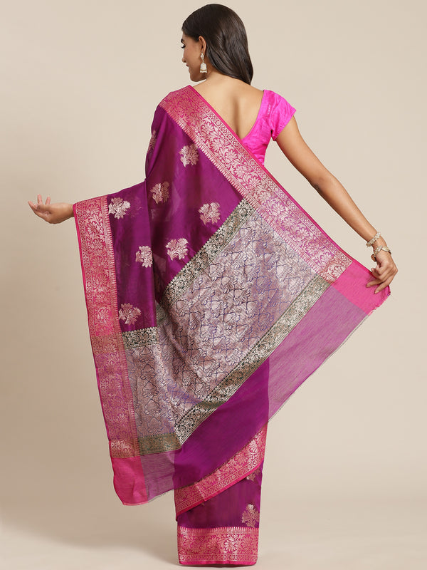Purple colored semi  cotton saree