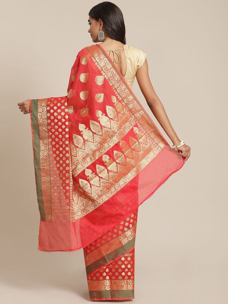 Red colored Semi Silk saree