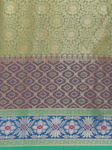 Green colored semi silk blend banarasi saree
