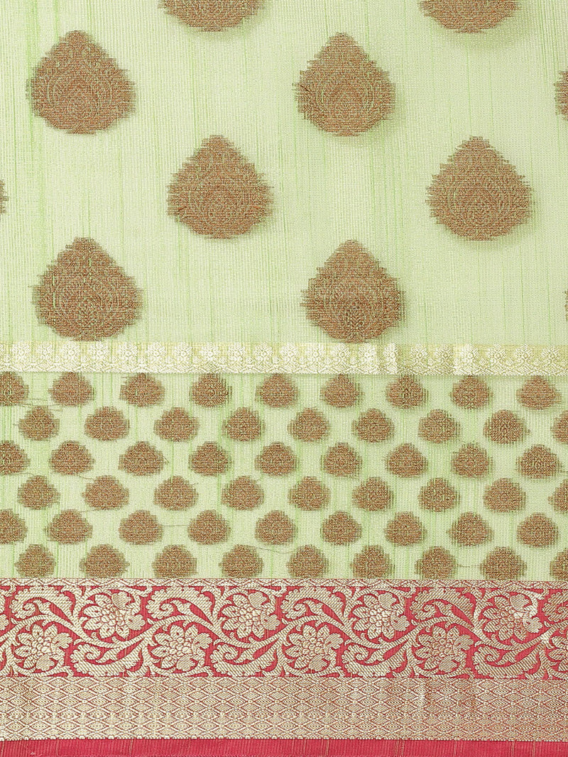Light green colored semi cotton saree
