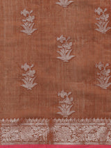 Brown colored semi cotton saree