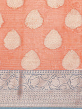 Peach colored tissue silk saree