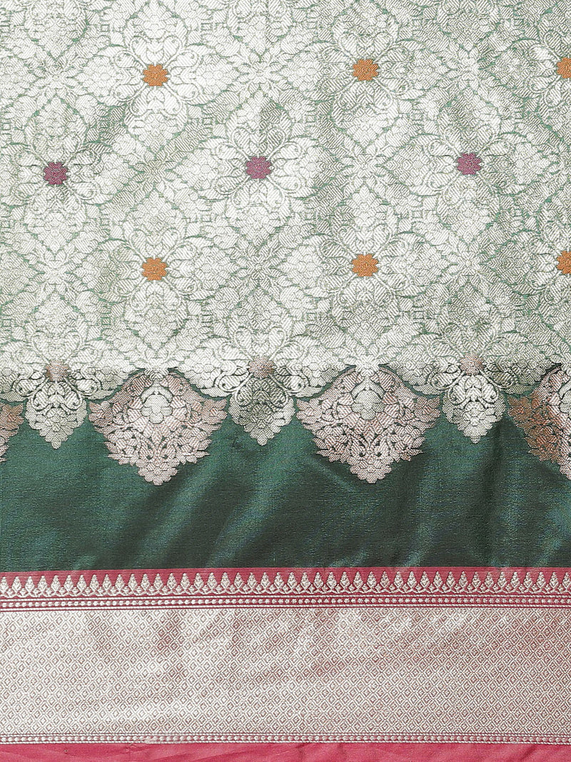 Green colored semi silk saree