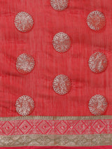 Red colored semi cotton saree
