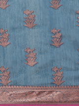 Blue colored semi cotton saree