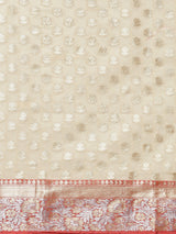 Beige colored semi cotton  saree