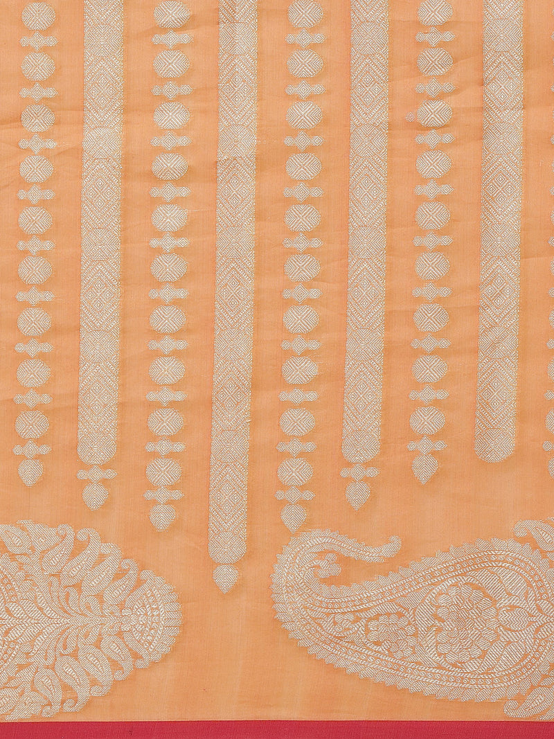 Peach Powerloom Cotton Silk Banarasi Saree