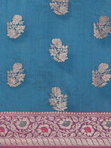 lue colored semi cotton saree