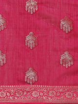 Fuchsia pink colored semi cotton saree