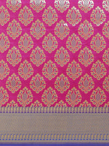 Pink and blue color semi katan silk banarasi saree