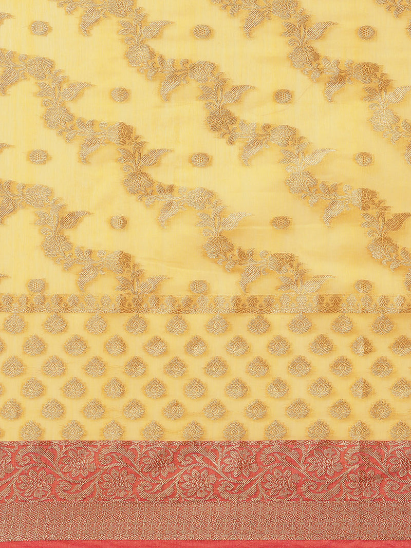 Yellow colored semi cotton saree