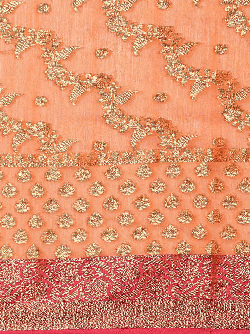 Orange colored semi cotton saree