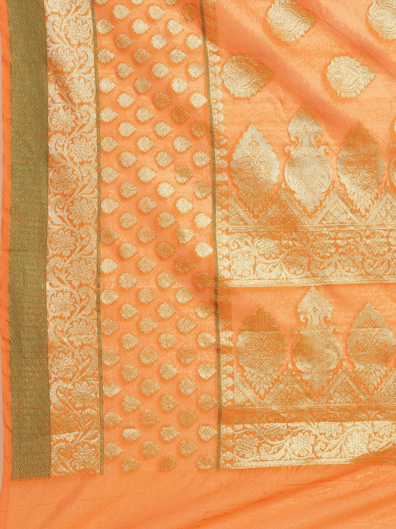 Orange colored Silk saree