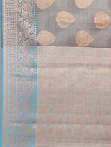 Grey colored tissue silk saree