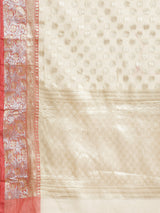 Beige colored semi cotton  saree