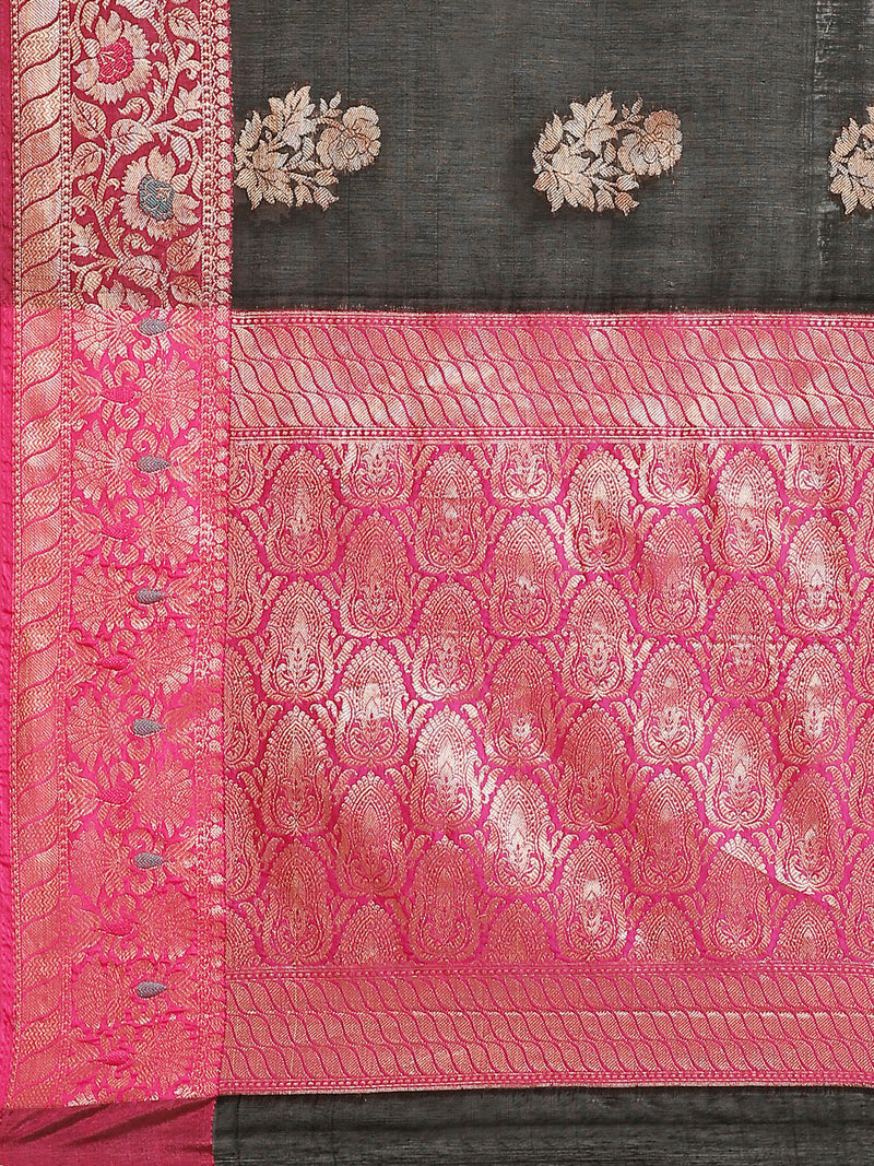 Back colored semi cotton saree