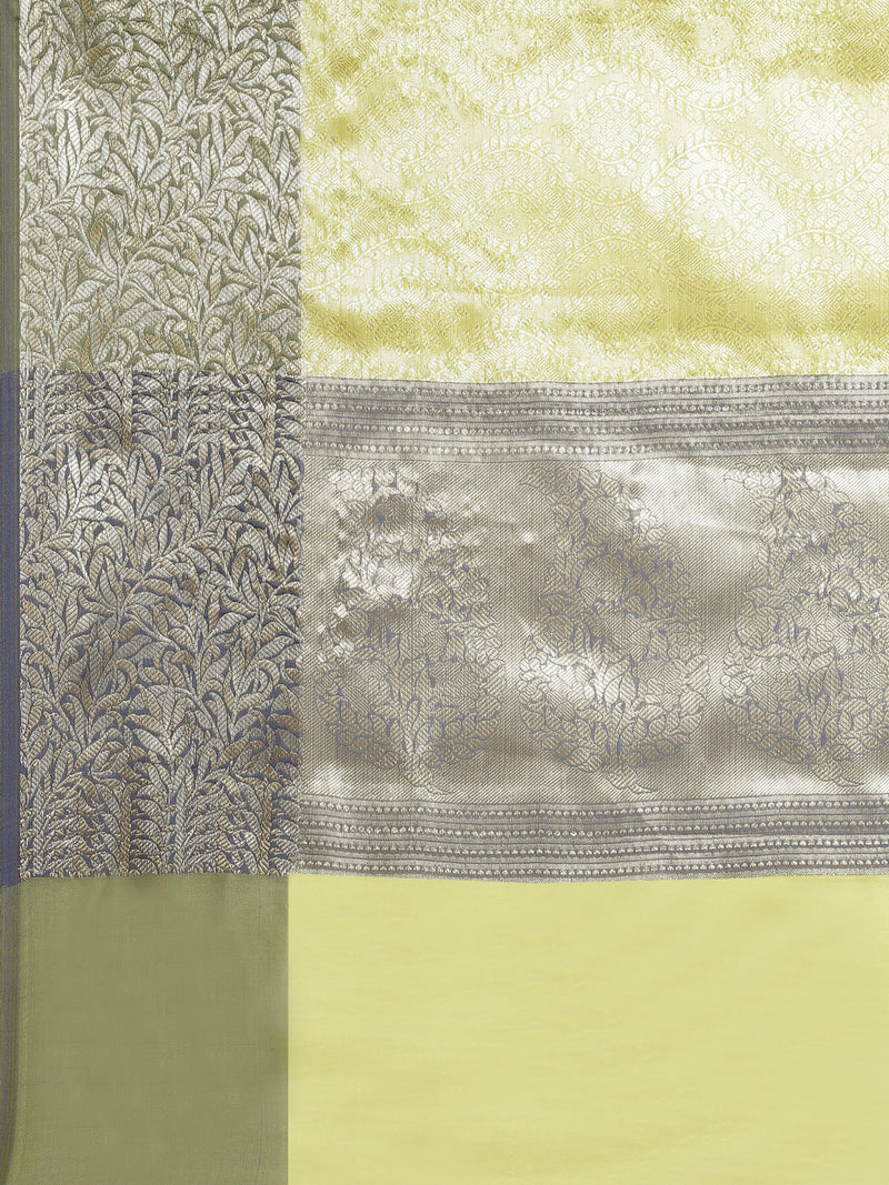 Cream colored semi silk blend banarasi saree