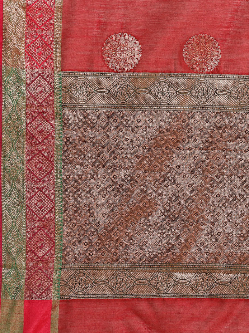 Red colored semi cotton saree
