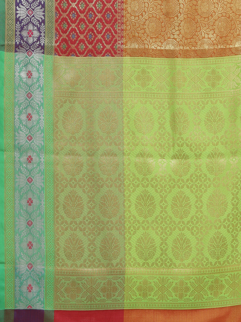 Brown colored semi silk blend banarasi saree