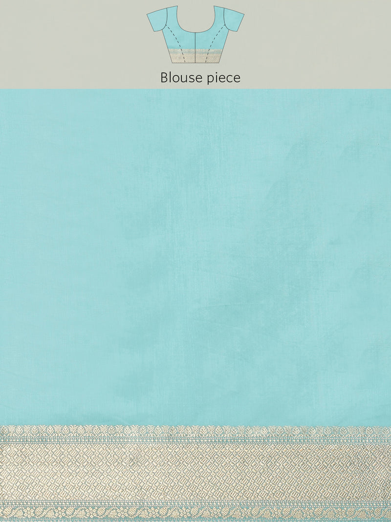 Aqua blue colored semi cotton saree