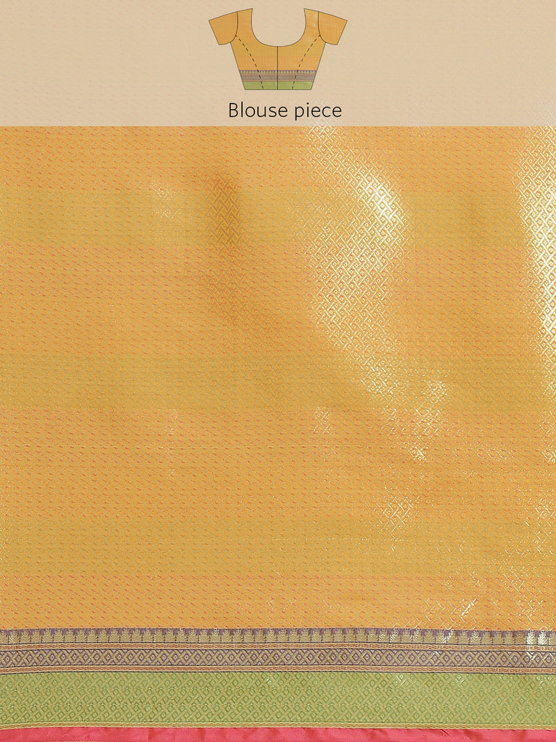 Mustard color semi organza silk saree