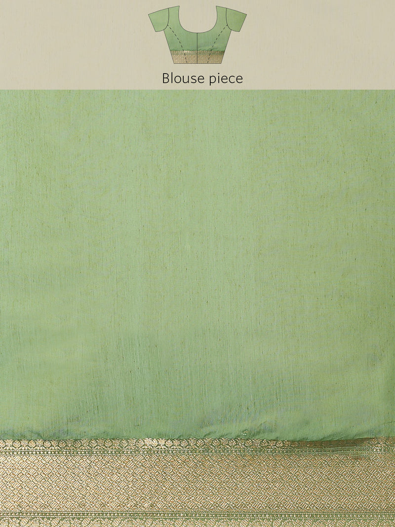 Green colored semi cotton saree
