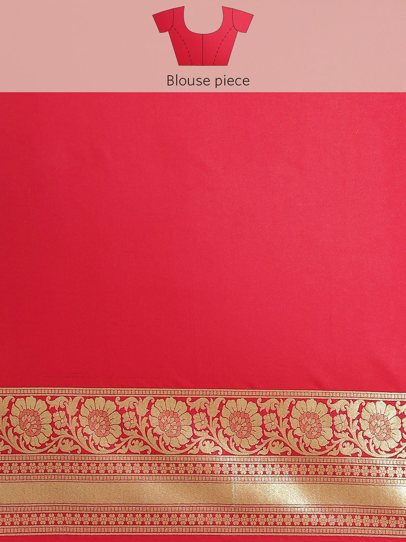 Rose gold semi katan silk blend banarasi saree