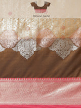 Brown colored semi silk saree