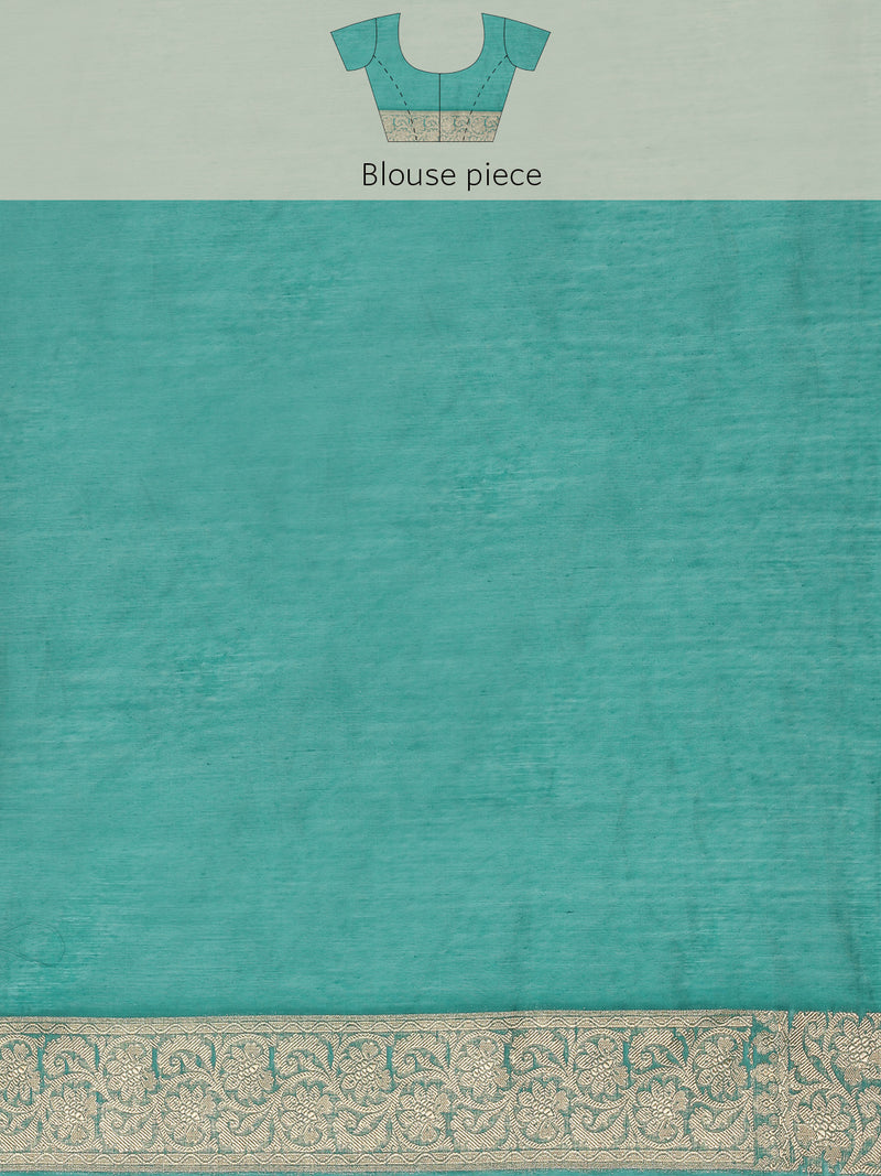 Turquoise green colored semi cotton saree