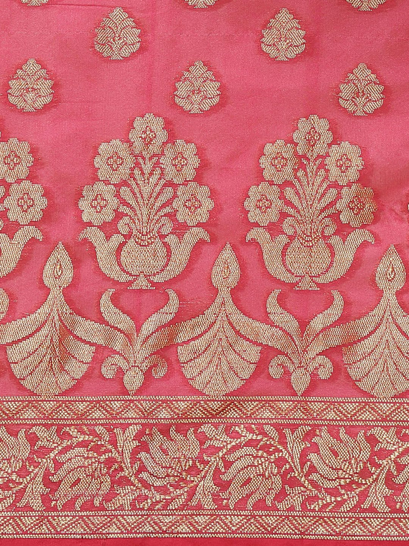 Pink colored Semi Silk Saree