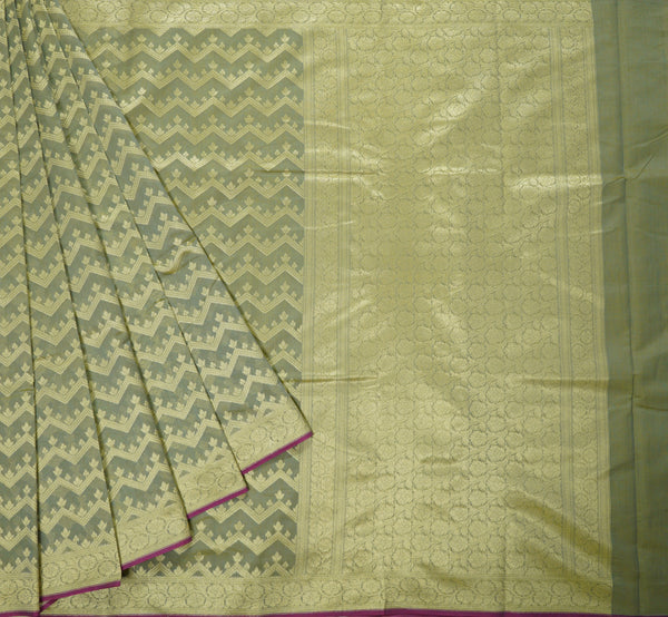 Grey Cotton Silk Zig Zag Banarasi Saree