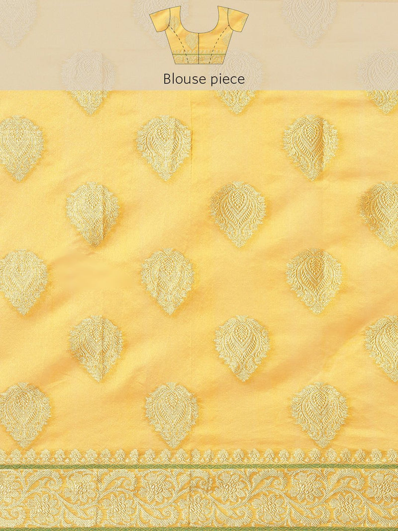 Yellow colored Semi Silk saree