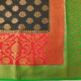 Black Pure Munga Silk Chap Dye Banarasi Saree