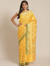 Yellow colored Semi Silk saree