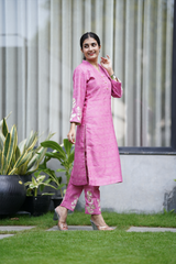 Co-Ord Pink Emroided Suit Set